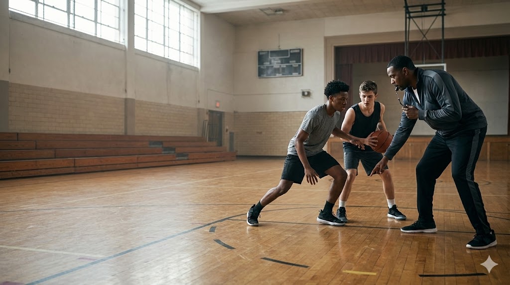 Coach training kids